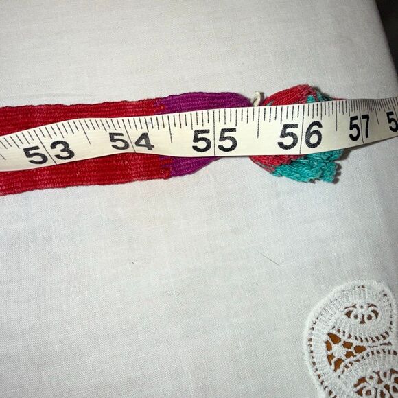 Vintage Handwoven Rainbow Belt with Silver Conchos | Southwestern Artisan Boho C - Picture 13 of 16